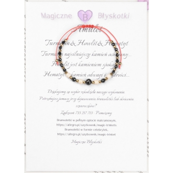 Bransoletka celebrytka czarny TURMALIN HOWLIT HEMATYT ochrona i szczęście